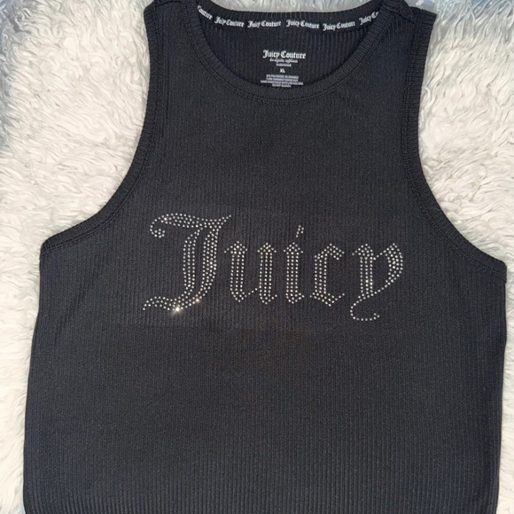 Juicy Couture Bling U Black Tank with Rhinestone Detail Size XL - Picture 5 of 6